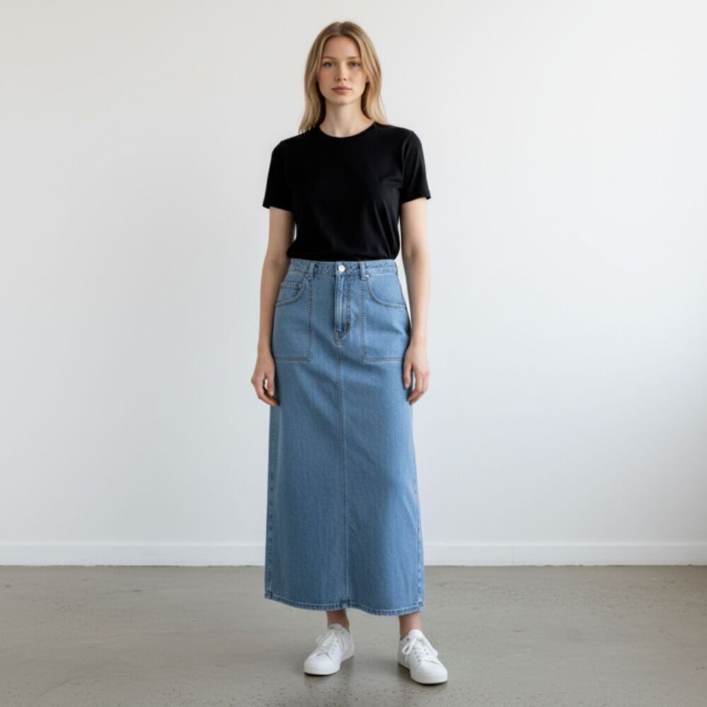 Vintage Liz Claiborne 1990s Y2K Maxi Denim Skirt Women's Size 10